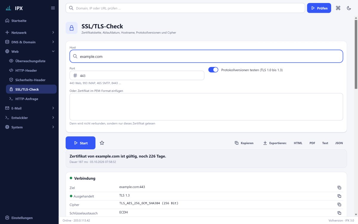 SSL/TLS-Check: Zertifikatskette, Ablauf und Protokolle